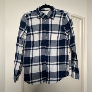J Crew blue and white plaid button down. Size: small